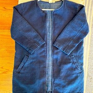 Eileen Fisher open front Jean smock with pockets
